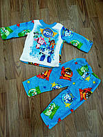 Піжама дитяча, велсофт "Робокар Поллі", розмір 52 (зріст 86-92 см).