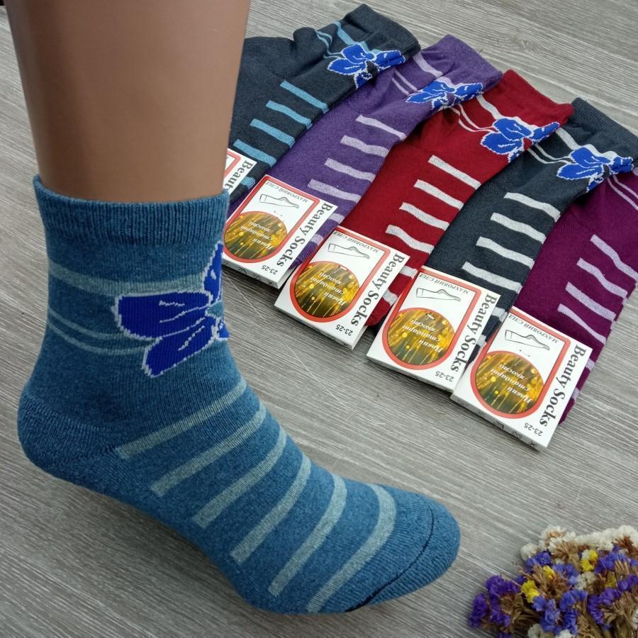 Шкарпетки жіночі махрові стопа, зимові Квітка, ЖИТОМИР, 23-25р, випадкове асорті 30033236, фото 1