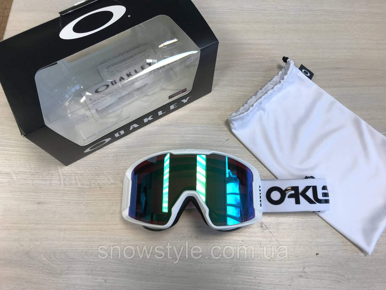 Гірськолижна маска Oakley Line Miner M (XM) Factory Pilot White Лінза Prizm Jade Iridium