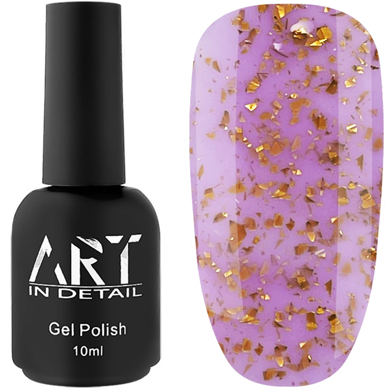 Каучукова база ART IN DETAIL Potal Base №BP022, 10 мл бузкова із золотою поталлю