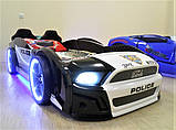 Ліжко Поліцейська машина з підсвічуванням, дверима, що відкриваються, і шкіряними м'якими бортами, фото 9