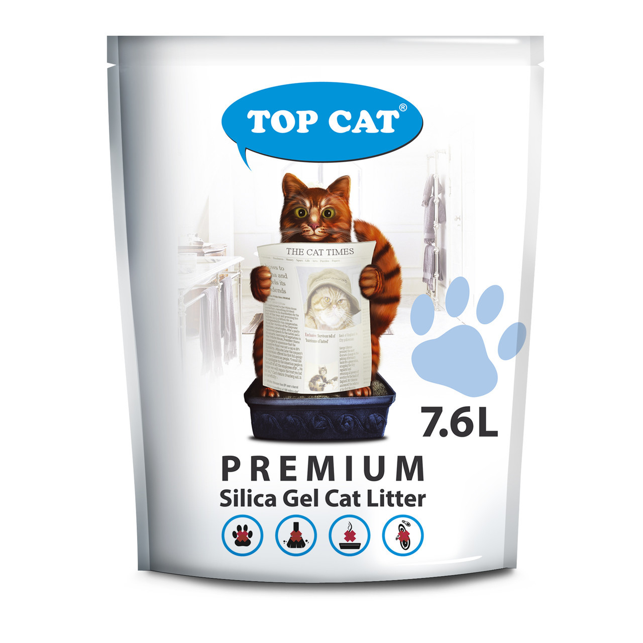 Силикагелевый наповнювач TOP CAT Premium 3.8 л для котячого туалету
