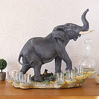 Подарочный набор "Слон" стеклянный графин и 6 стопок на подставке из полистоуна