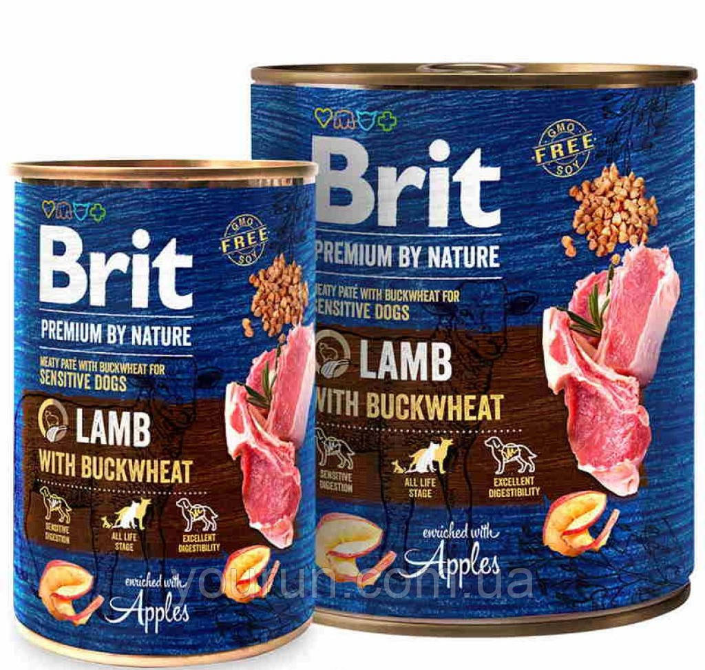 Brit Premium by Nature Lamb with Buckwheat - Консервований корм з ягням і гречкою для собак (паштет)800гр
