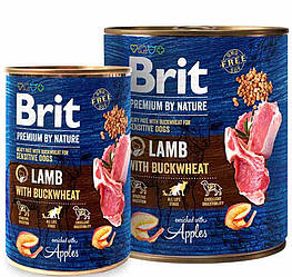 Brit Premium by Nature Lamb with Buckwheat - Консервований корм з ягням і гречкою для собак (паштет)800гр