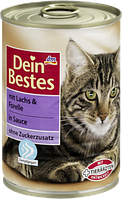 Корм для кошек с мясом лосося и форели Dein Bestes mit Lachs & Forelle in Sauce für Katzen 400 гр