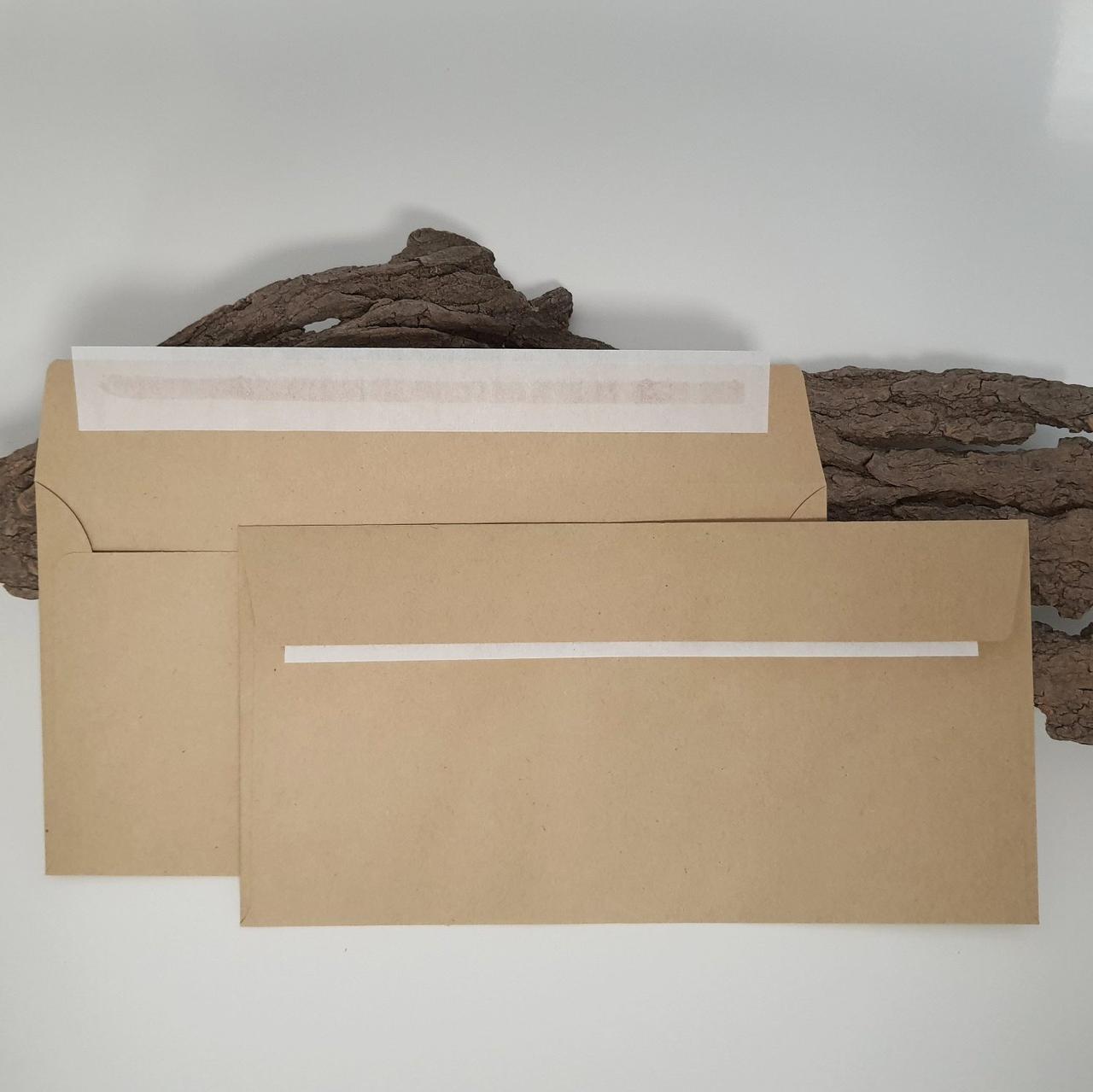 Поштовий крафт конверт DL або Е65, 110х220 мм, SKL, 80 г/м2, Євро, від 1 шт