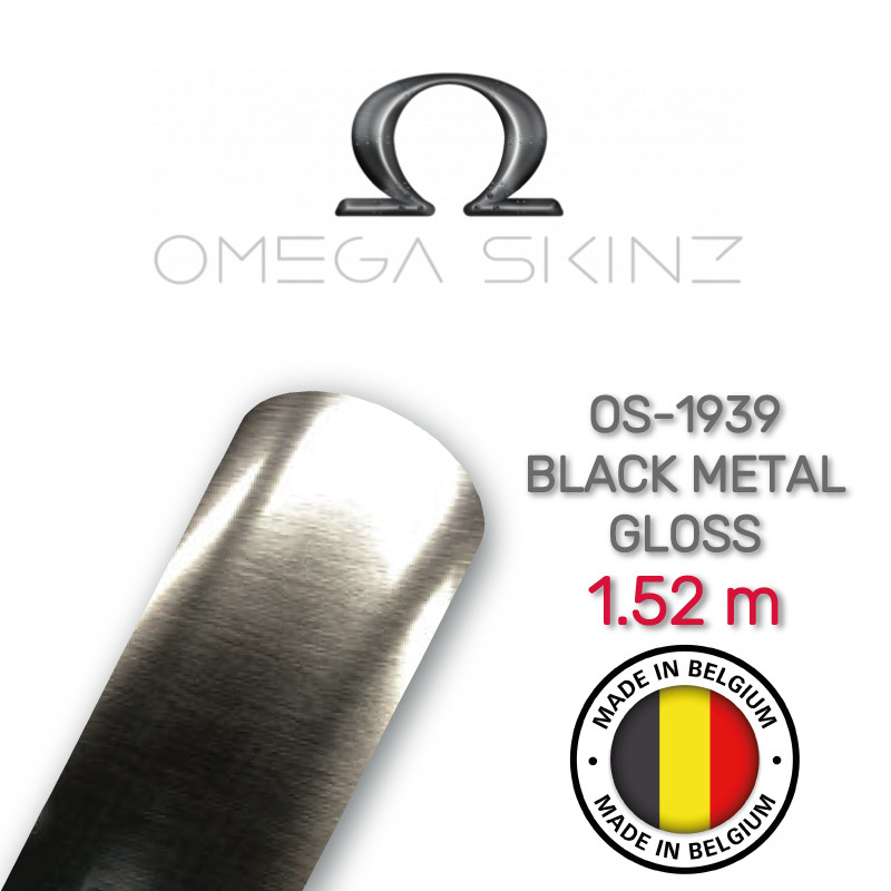 Omega Skinz OS-1939 Black Metal Gloss — Глянсова чорна плівка під метал 1.524 м, фото 1