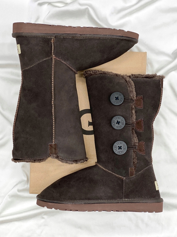 Чоботи уггі жіночі зимові коричневі UGG Bailey Button Triplet II Brown Umber (07527)