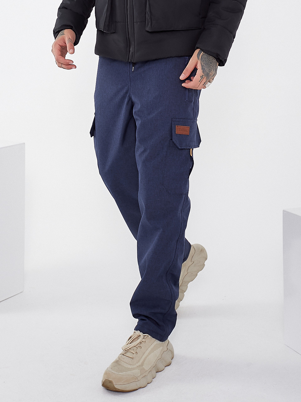 Чоловічі зимові спортивні штани з плащової тканини на флісі розміри від 50 до 56