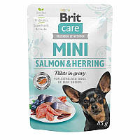 Brit Care (Брит Кеа) Mini Adult - консервы для собак мелких пород (филе лосося и сельди в соусе)