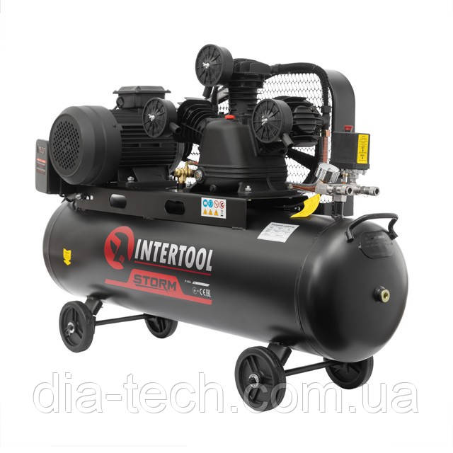 Компрессор 100 л, 4 кВт, 380 В, 10 атм, 600 л/мин. 3 цилиндра STORM INTERTOOL PT-0036 - фото 2 - id-p291719664