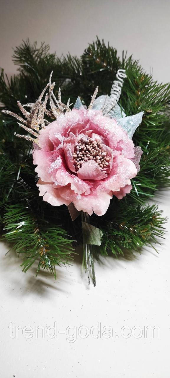 Іграшка на ялинку Квітка рожева, композиція, новорічний декор, прикраса