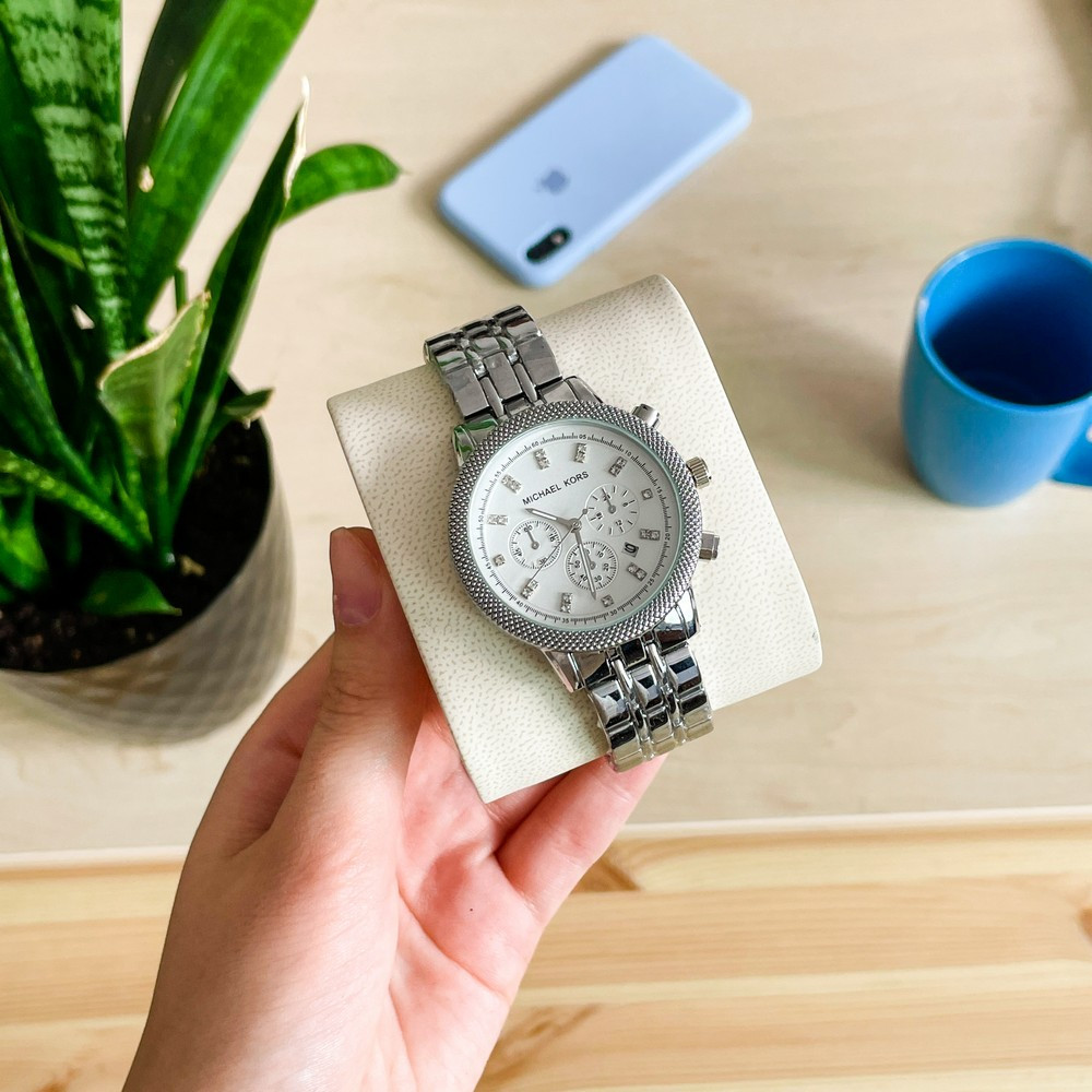 Купить Женские наручные часы кварцевые в стиле Michael Kors Серебристые с  белым цена 520   Promua ID1539693812