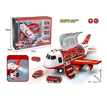 Літак "Пожежна служба" (інерція, 3 машинки, на батарейках, світло, звук) 660 А-313