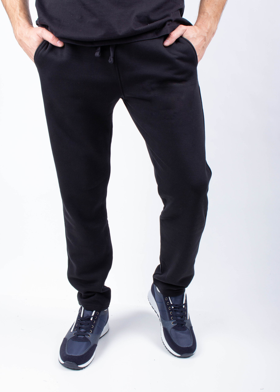 Мужские спортивные штаны с начесом прямые черные