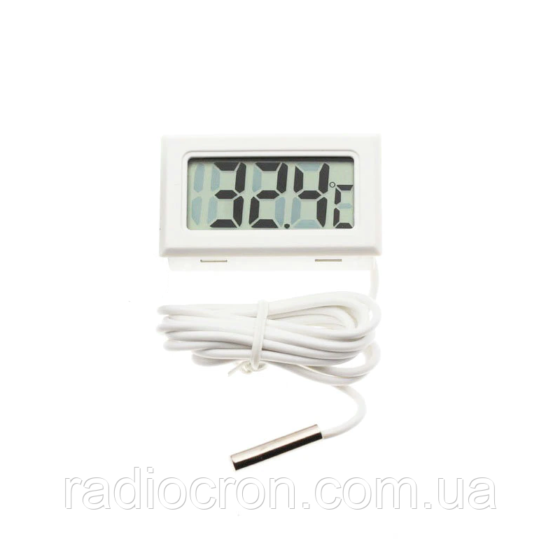 Цифровий термометр -50~110°C, білий, з виносним датчиком (автономний)