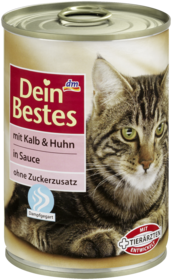 Корм для кішок і котів з телятиною і куркою в соусі Dein Bestes mit Kalb & Huhn in Sauce für Katzen 400 г