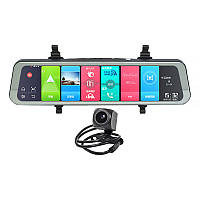 Автомобильное зеркало-видеорегистратор 12" Lesko Car D70 2/16Gb GPS Андроид 8.1 + камера заднего вида