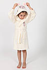 Халат дитячий для дівчаток махровий з вушками Тм Nusa Туреччина 5-6 лет кремовий