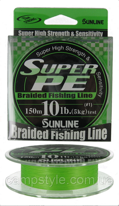 Шнур SunLine Super PE 10 LB/4,54 кг/0,168 мм/ #1.0 салатовый - фото 1 - id-p243182934