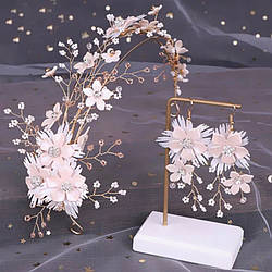 Обруч, тіара для волосся з сережками. Ручна робота