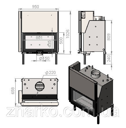 Топка Жарко AQUA Long 25 кВт СЗТ с подъемной дверкой - фото 4 - id-p243185586