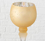 Набір 3-х підсвічників у вигляді келиха золоте скло h30-40см, фото 4