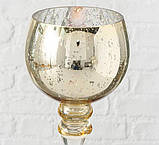 Набір 3-х підсвічників у вигляді келиха золоте скло h30-40см, фото 5