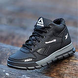 Кросівки зимові шкіряні підліткові для хлопчика чорні натуральне хутро, короткі черевики (Код: Л1826), фото 2