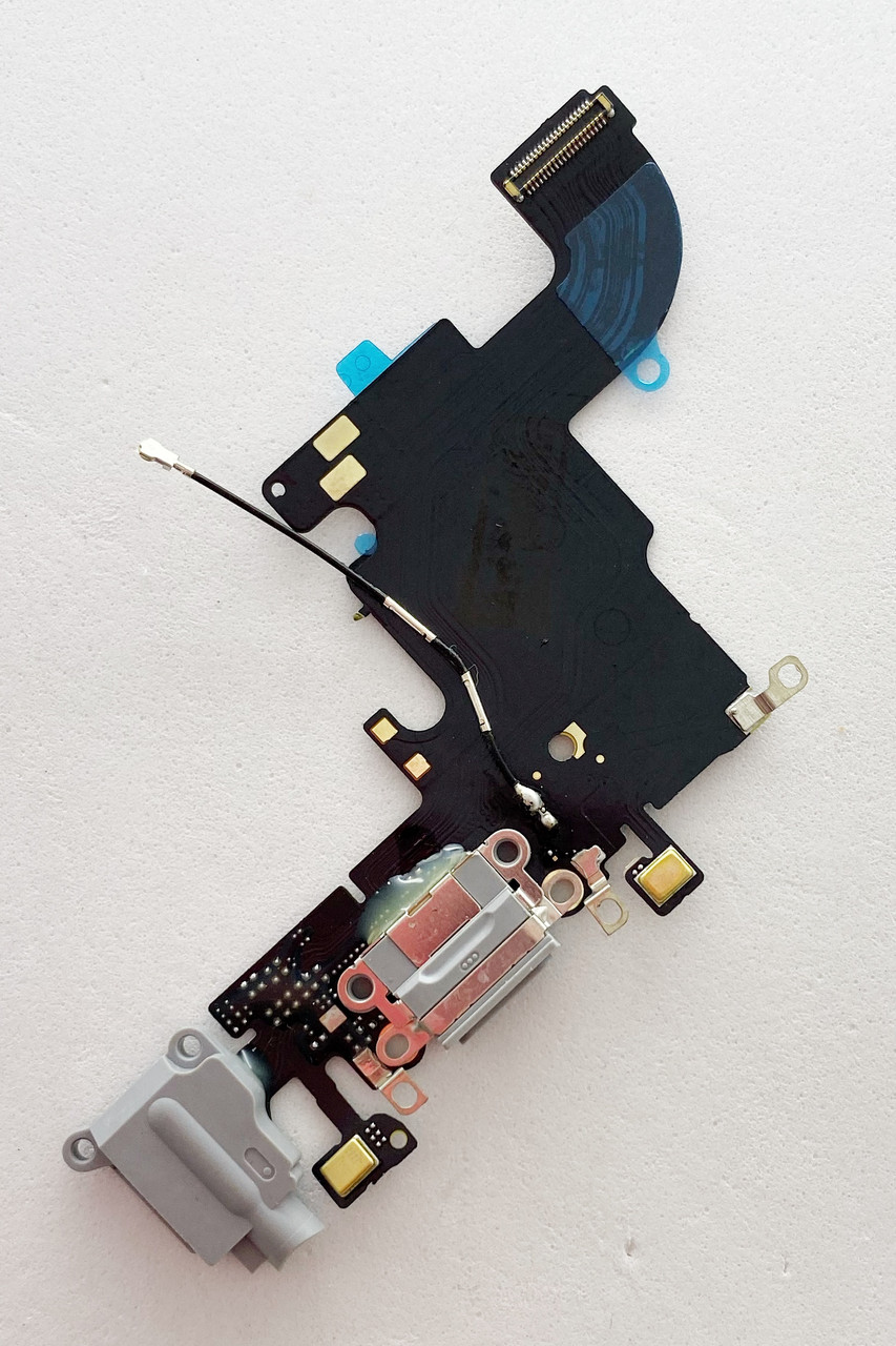 Шлейф для iPhone 6S, з роз'ємом зарядки, з коннектором навушників з мікрофоном, світло-сірий, фото 1