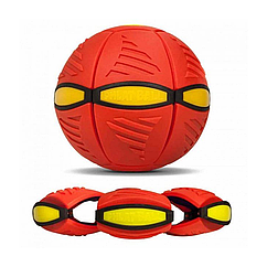 Складаний ігровий м'яч-трансформер Flat Ball Disc ∙ М'ячик, що світиться Диск-м'яч для фрісбі та активних ігор Червоний