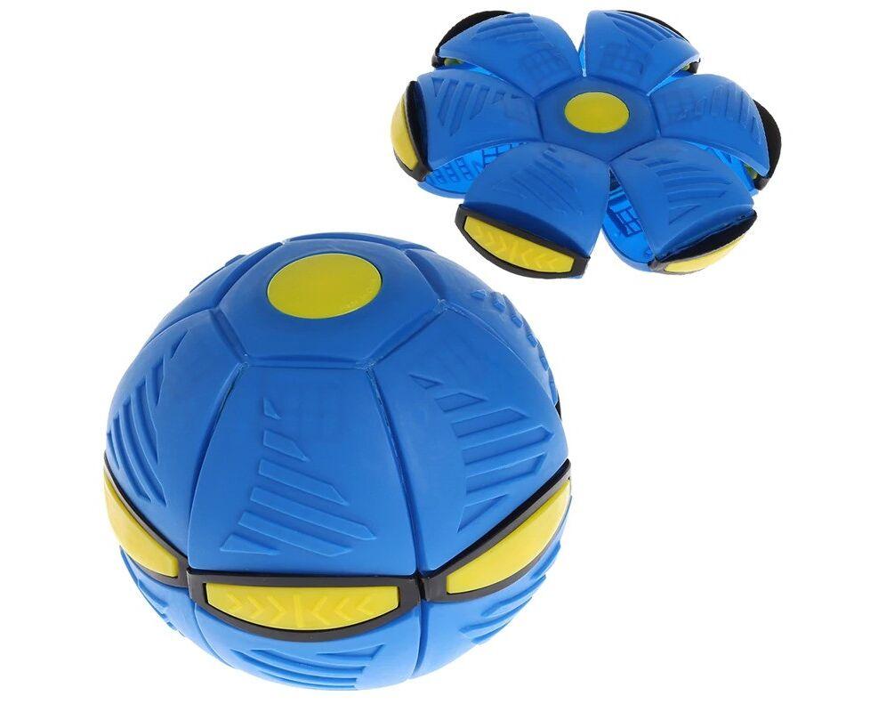 Складаний ігровий м'яч-трансформер Flat Ball Disc ∙ М'ячик, що світиться Диск-м'яч для фрісбі та активних ігор Синій