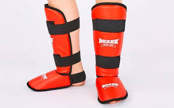 Захист ніг (гомілка+стопа) BOXER 2004 Еліт кожвініл розмір L, Синій size M, чорний size L, Червоний червоний, size M