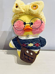 Качка Лалафанфан мя'ка дитяча іграшка качечка Лалафан в одязі та з аксесуарами Lalafanfan Duck