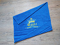 Полотенце с именной вышивкой махровое банное 70*140 синий Олег 00115