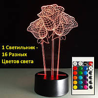 3D Светильник Розы, Подарки для девушек на др, Подарок на юбилей женщине, Оригинальный подарок маме