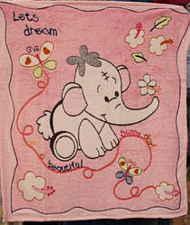 Плед у ліжечко 95*95 см (махра) Слоненя рожевий