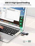 Пристрій для читання карт пам'яті Ugreen для SD & Micro SD (TF), USB-C & USB металевий корпус швидкість до 5 Гбіт/с Чорний 50706, фото 6