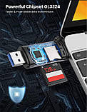 Пристрій для читання карт пам'яті Ugreen для SD & Micro SD (TF), USB-C & USB металевий корпус швидкість до 5 Гбіт/с Чорний 50706, фото 3