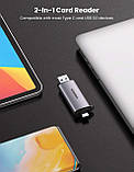 Пристрій для читання карт пам'яті Ugreen для SD & Micro SD (TF), USB-C & USB металевий корпус швидкість до 5 Гбіт/с Чорний 50706, фото 7