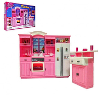 Кукольная мебель Gloria Кухня 24016 в комплекте холодильник плита с духовкой столик