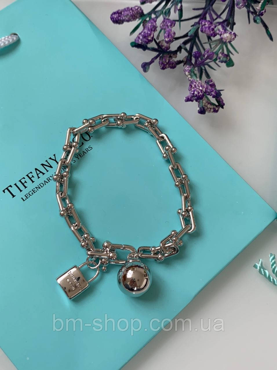 Стильний браслет ланцюг Тіффані Tiffany під срібло. Є упаковка Тіффані, ідеально на подарунок!