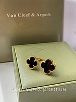 Кільце чорне Vancleef Ванклиф срібло з золотим покриттям