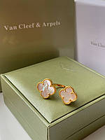 Кільце біле Vancleef Ванклиф срібло з золотим покриттям