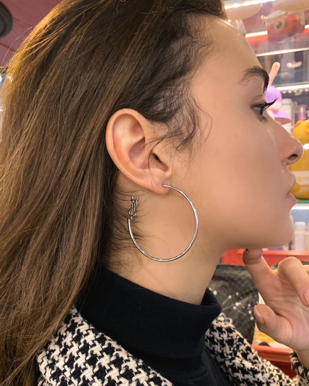 Сережки кільця Сен Лоран, покриття срібло 925, фото 1