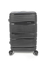 Средний пластиковый дорожный чемодан на 4-х колесах Fashion М Черный