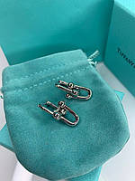 Маячні сріблясті сережки Тіффані Tiffany, родированое покриття, є лого, люкс якість