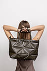 Сумка жіноча стьобана на плече з довгим ремінцем 24*30 см Nata Хакі, фото 2