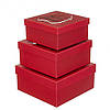 Подарункові коробки набір з 3 шт "Червона класика" 20*20*9,5
червоні, фото 3